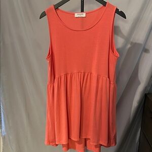 EUC Zenana Outfitters Sleeveless Coral Tunic Top. Large